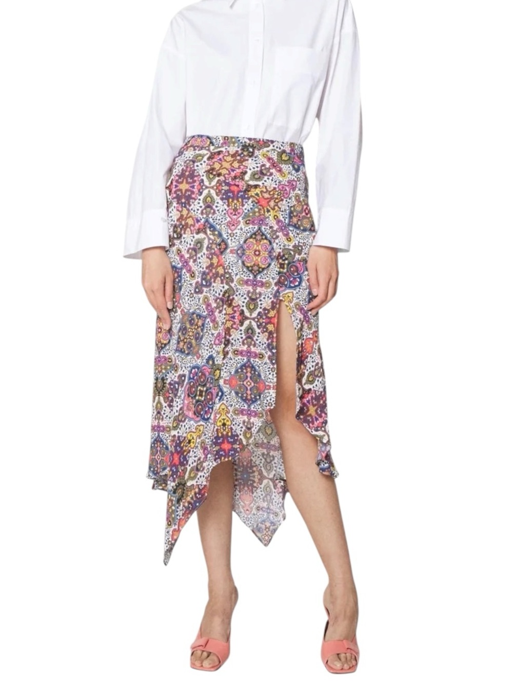 🌸Veronica Beard Women’s “Mac” Boho Paisley Flowy Side Slit Midi Skirt | XS